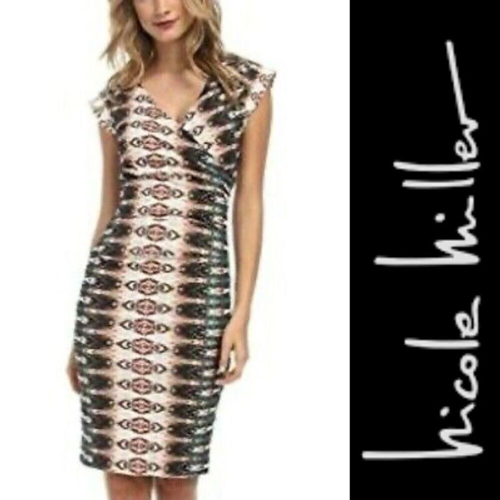 NWT Nicole Miller Artelier Becket Excursion Cotton Ivory Multicolor Dress Size 6